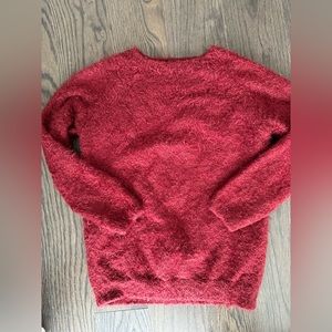 Red fluffy sweater